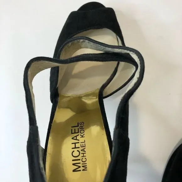 Michael Kors black peep toe platform 5in heels size 10 - Picture 14 of 16